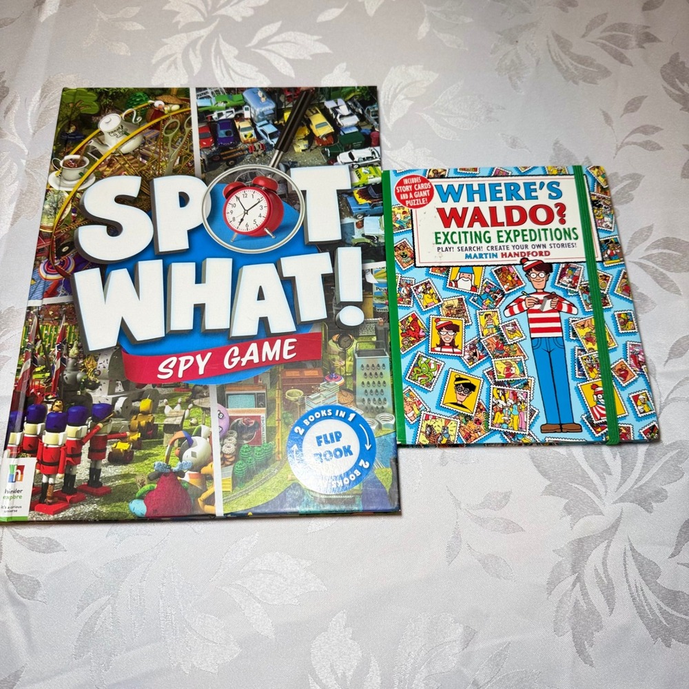 Spot What! Spy Game Flip Book & Where's Waldo? Exciting Expeditions Book Set